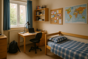 Habitación amueblada lista para alquilar en Murcia con gestión profesional de Rentia Room